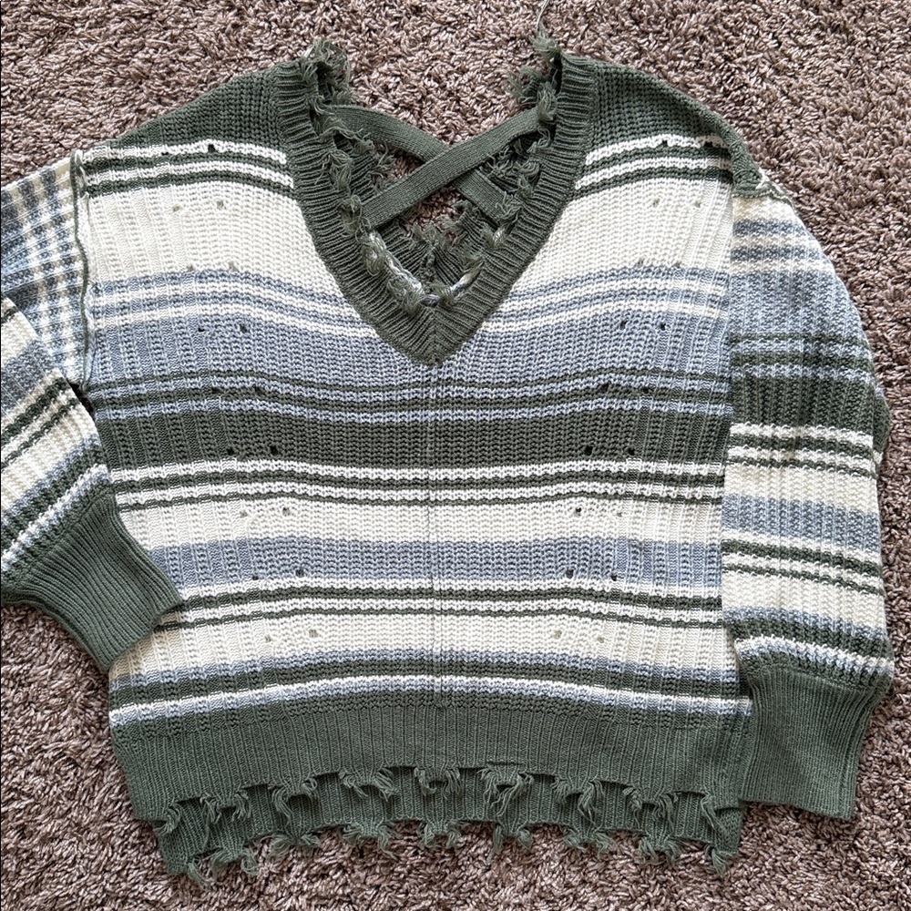 RUE 21 🌹Deconstructed Oversized Striped Sweater Size M